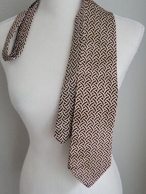 Vintage Raphael Silk Scarf in Cream Red Blue Woven Geometric Design